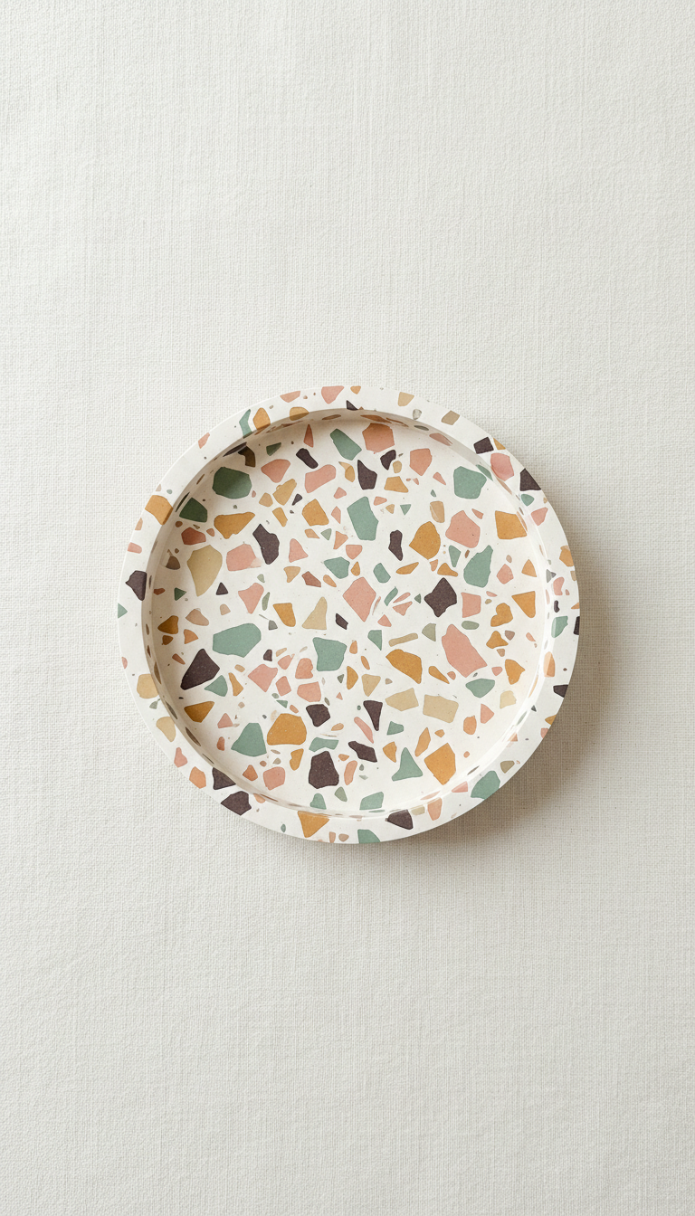 Resin terrazzo trinket tray