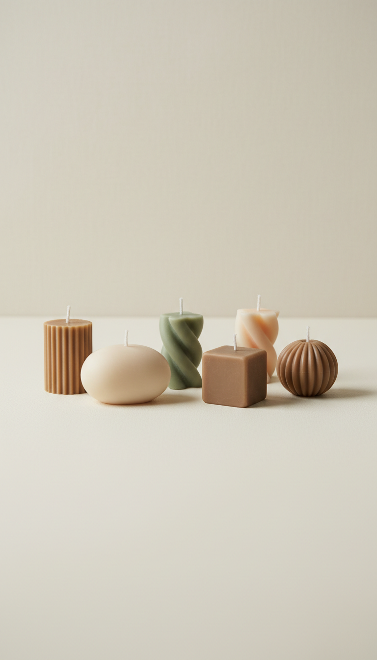 Mini sculpted pillar candle set