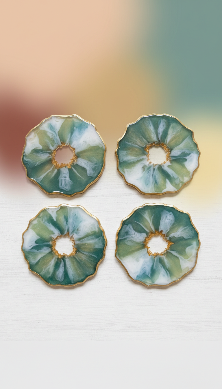 Resin Coasters in Eucalyptus Mist