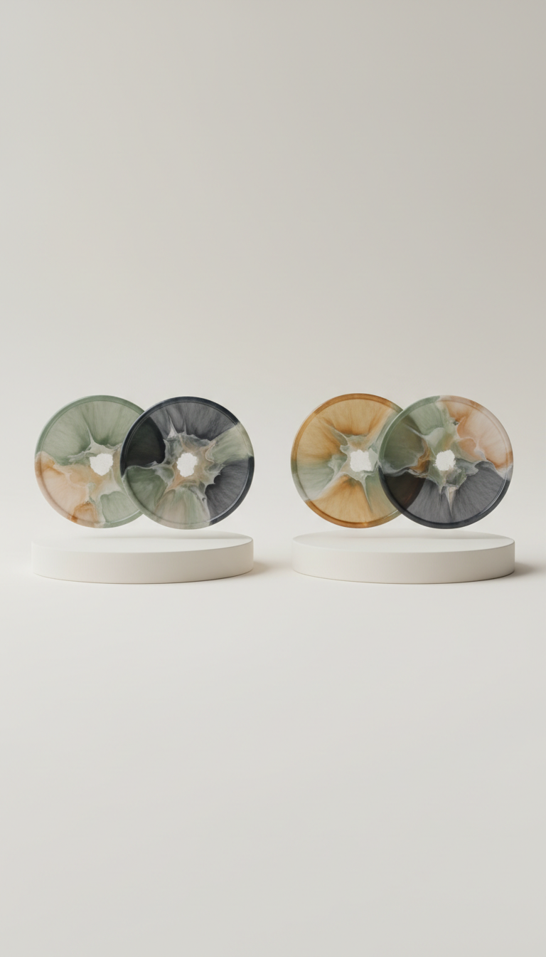 Resin coasters set in sage veil
