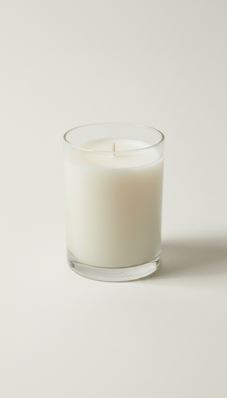 Soy wax candle in minimalist glass