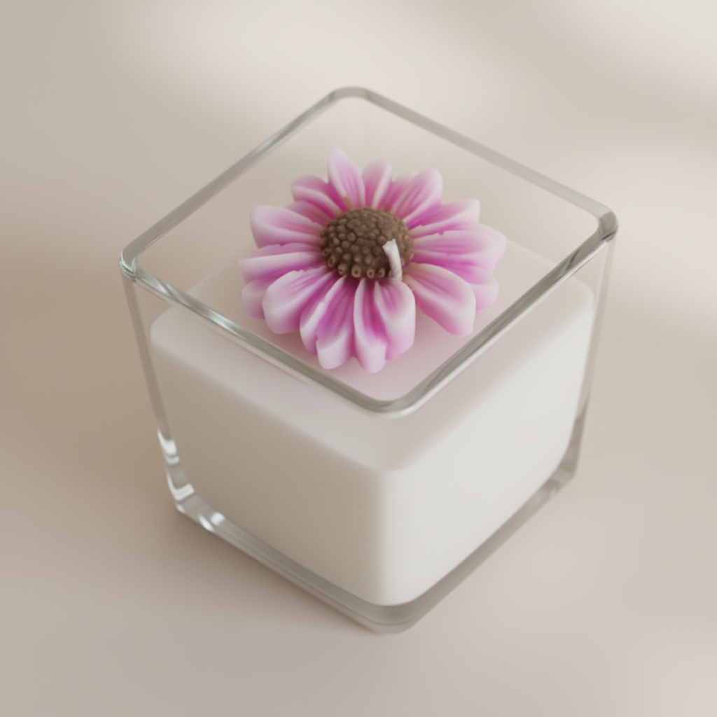 Floral glass candle product photo