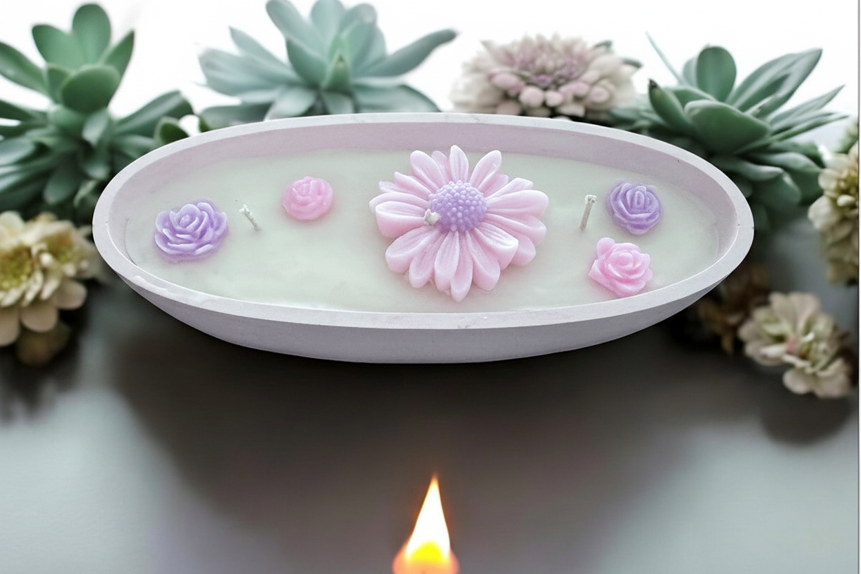 Floral dish candle product photo