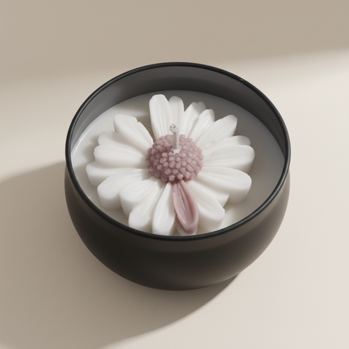 Dark bowl daisy candle product photo